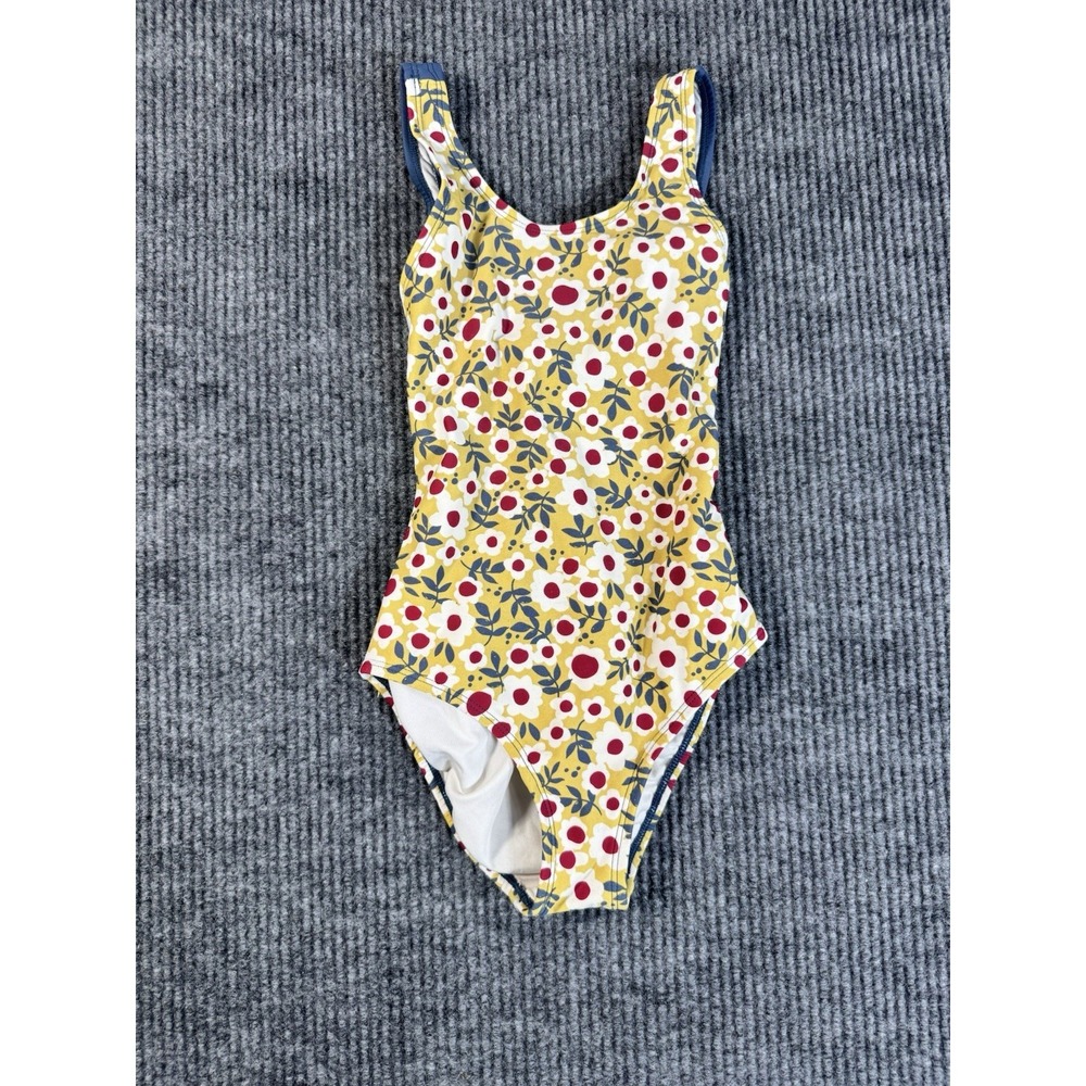 Hanna‎ Andersson Girls Floral One-Piece Swimsuit Size 120 Yellow Red Blue White